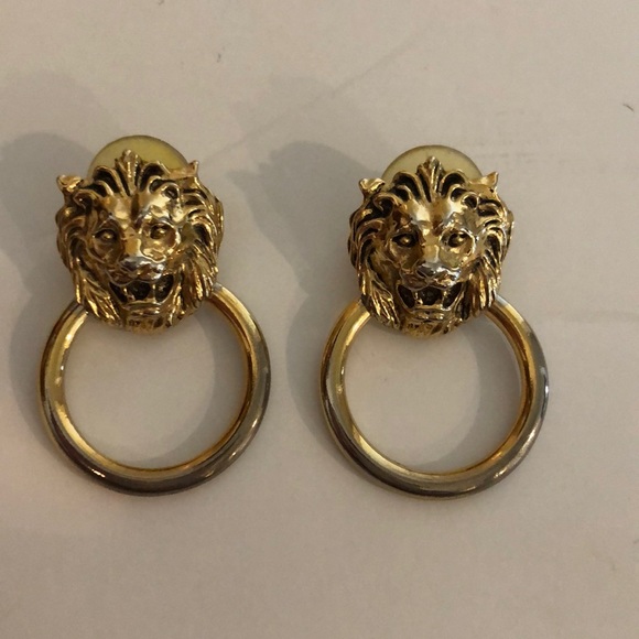 Avon Jewelry - Gold Plated Lion Hoop Earrings